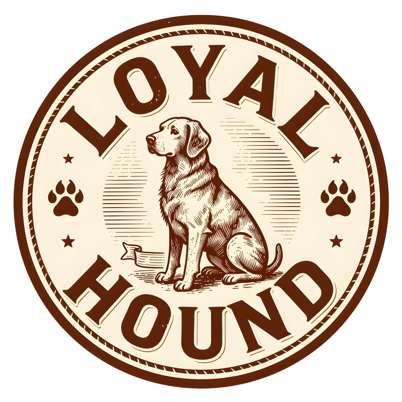 Loyal hound sits proudly in round vintage-style design Free Premium Stock Photo - stock photo