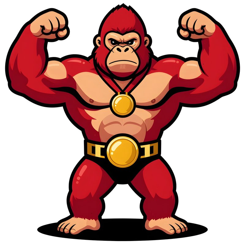 Strong character with red fur stands with arms raised Free Premium Stock Photo - stock photo