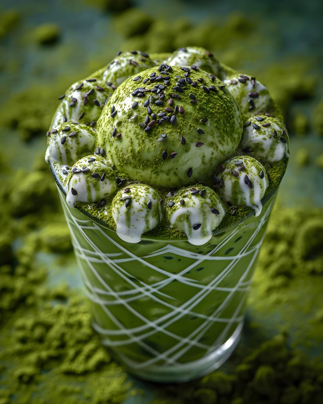 Cool matcha dessert with ice cream on top Free Premium Stock Photo - stock photo