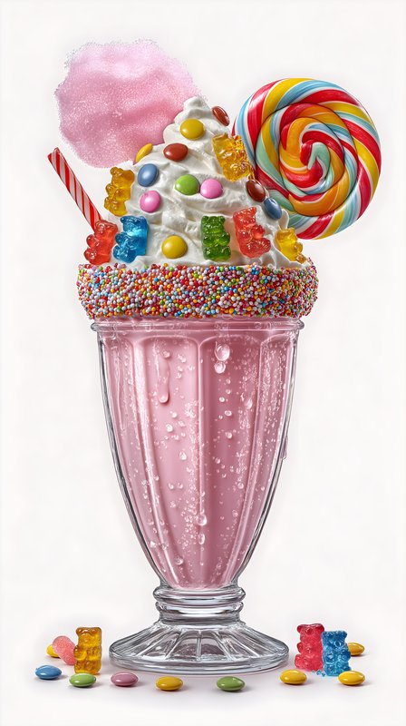 Sweet treat served in a tall glass with many toppings Free Premium Stock Image - stock photo