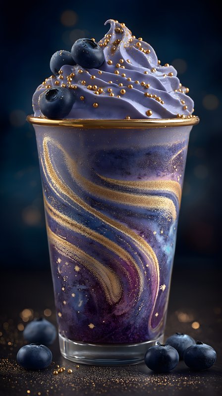 Blueberry swirl drink with whipped cream in a cup Free Premium Stock Image - stock photo