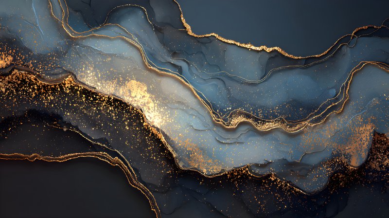 Abstract design with blue and gold color elements in layers Free Premium Stock Photo - stock photo