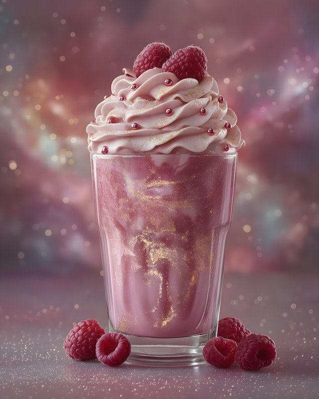 Raspberry shake with whipped cream and decoration in space Free Premium Stock Photo - stock photo