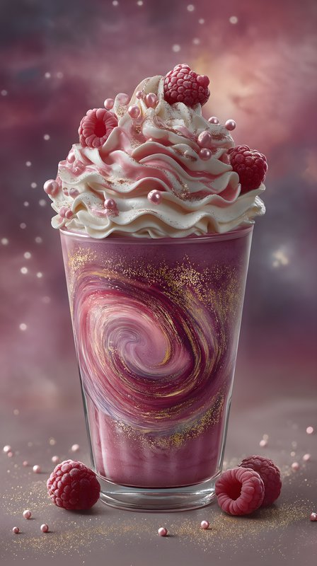 Delicious drink with whipped cream and raspberries on top Free Premium Stock Image - stock photo