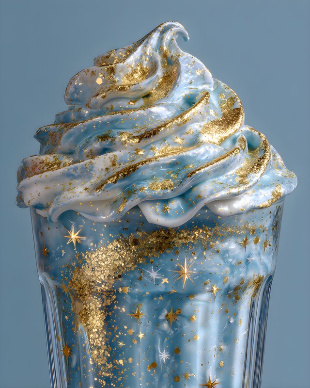 Swirl of blue and gold dessert with toppings in glass Free Premium Stock Photo - stock photo