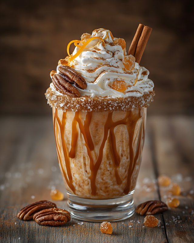 Delicious drink with nuts and cream on a wooden table Free Premium Stock Photo - stock photo