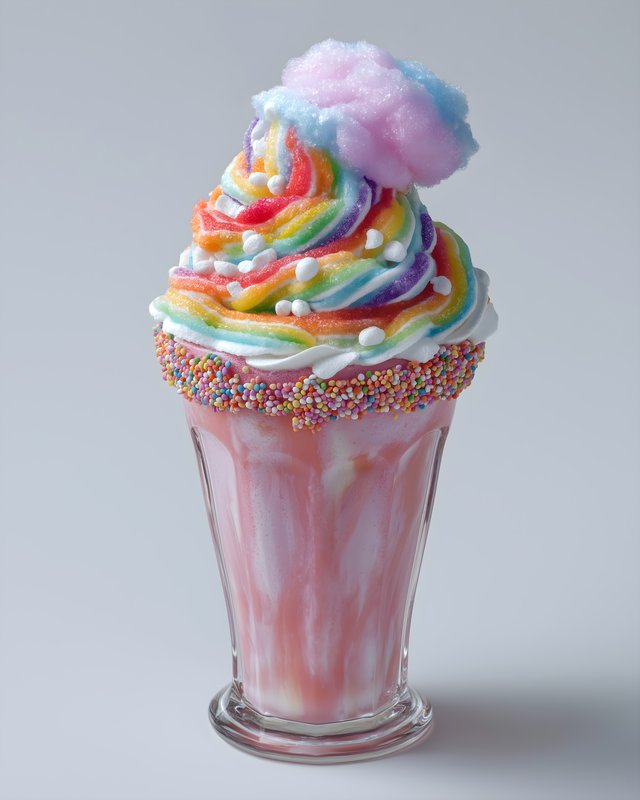 Colorful dessert with rainbow swirl and cotton candy topping Free Premium Stock Photo - stock photo