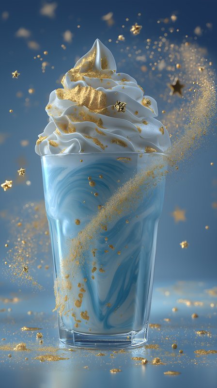 Creamy blue dessert in a glass with glitter and stars Free Premium Stock Image - stock photo