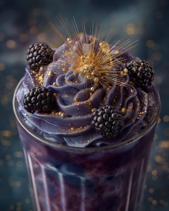 Dessert drink served with blackberries and decoration on top Free Premium Stock Image - stock photo