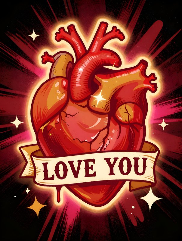 Heart design with love you text in bright colors Free Premium Stock Image - stock photo