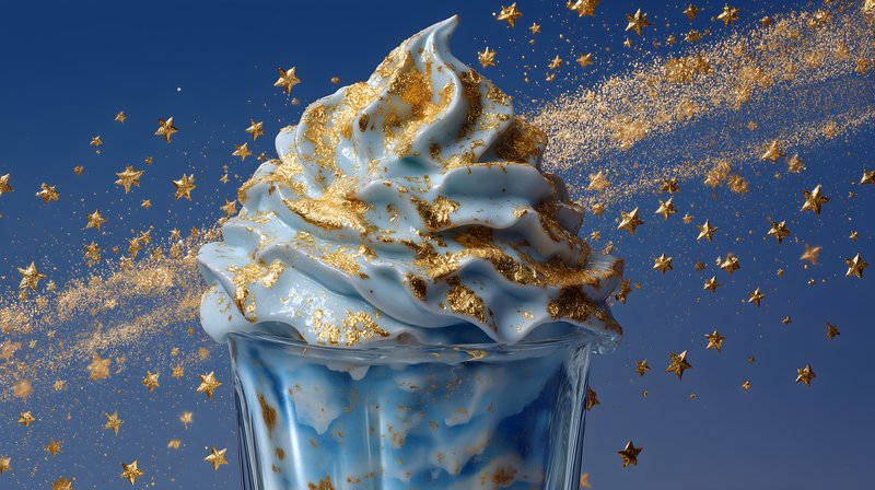 Delicious dessert topped with cream and golden stars Free Premium Stock Image - stock photo