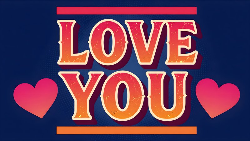 Bright sign says love you with heart symbols nearby Free Premium Stock Image - stock photo