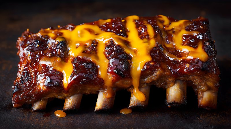 Delicious ribs with cheese for dinner at home Free Premium Stock Image - stock photo