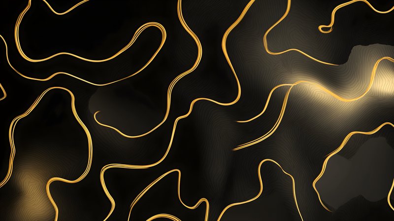 Swirling lines and shapes in gold on a dark background Free Premium Stock Image - stock photo