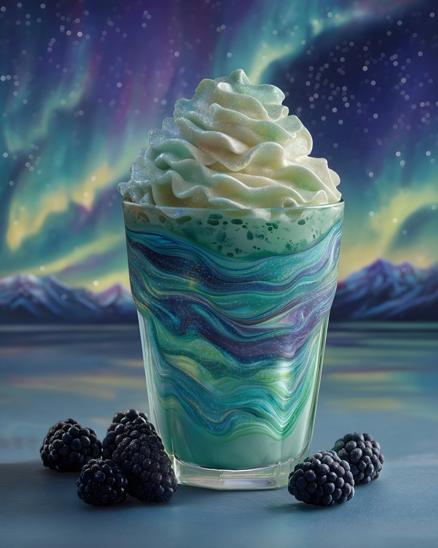 Colorful drink with whipped cream and berries on a table Free Premium Stock Image - stock photo