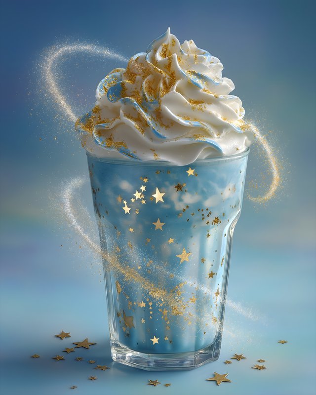 Sweet drink with whipped cream and stars in a cup Free Premium Stock Image - stock photo