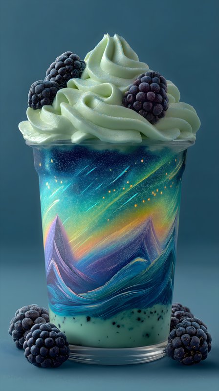 Colorful dessert in a cup with artistic design and toppings Free Premium Stock Image - stock photo