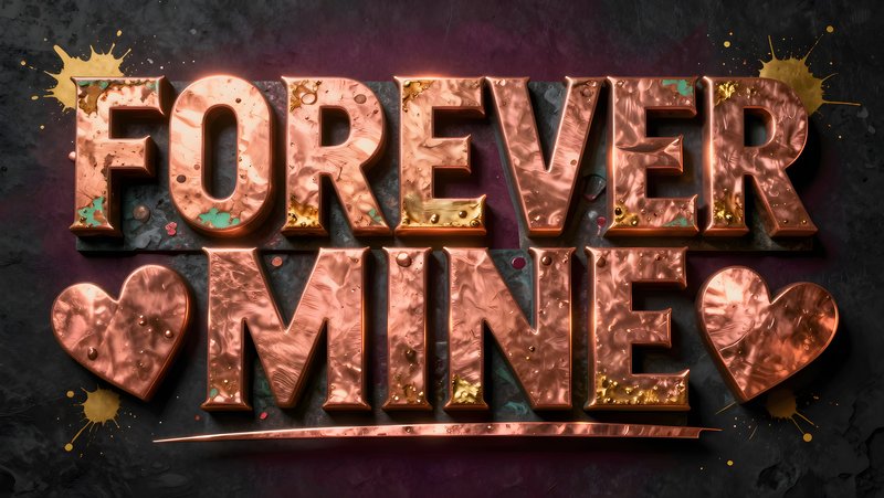 Copper sign with text forever mine on a dark background Free Premium Stock Image - stock photo