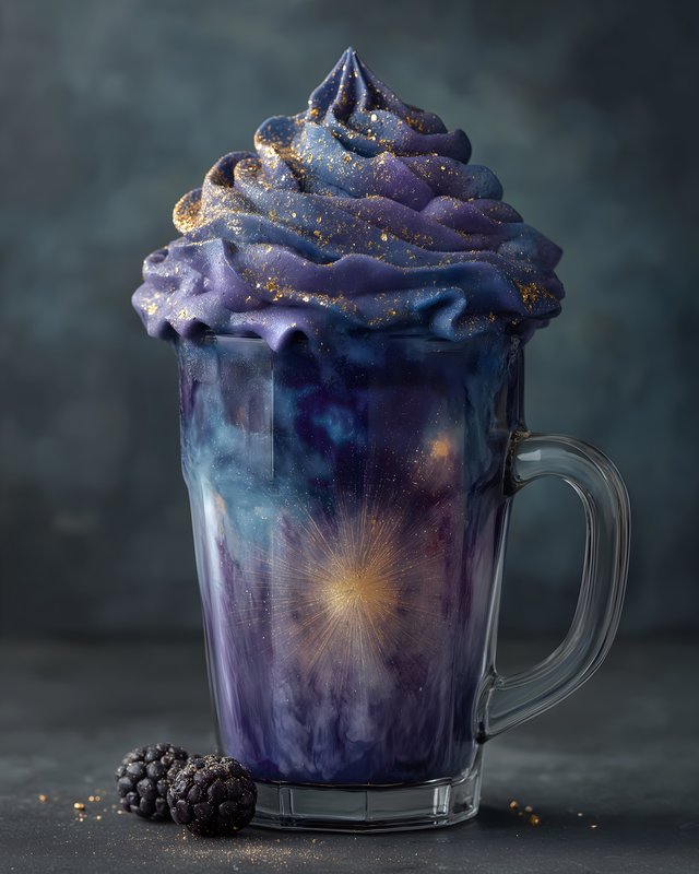 Unique drink with blue and purple colors in a glass mug Free Premium Stock Photo - stock photo