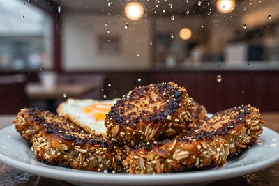 Goetta Breakfast Skillet with Sesame Seed - stock photo