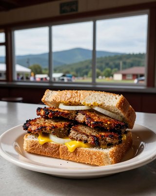 Crispy Livermush Sandwich Mountain View - stock photo