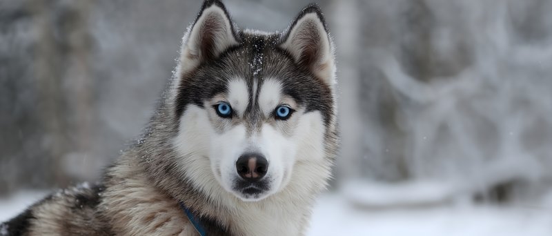 Husky standing in snow with bright blue eyes Free Premium Stock Photo - stock photo