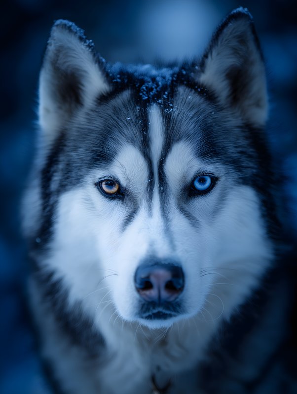 Husky stands still in the snow during winter evening light Free Premium Stock Photo - stock photo
