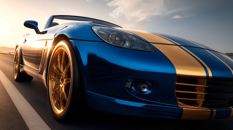 Sport car driving on an open road during sunset hour Free Premium Stock Photo - stock photo