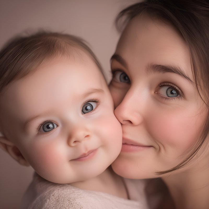 Mother and baby share a moment together in soft light Free Premium Stock Image - stock photo