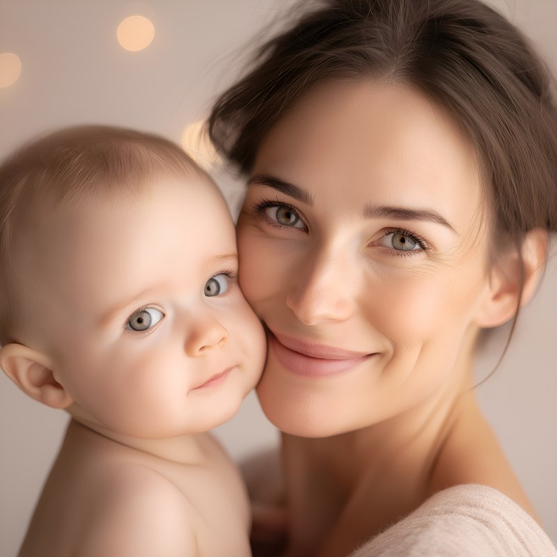 Mother and baby smile together in soft lighting Free Premium Stock Photo - stock photo