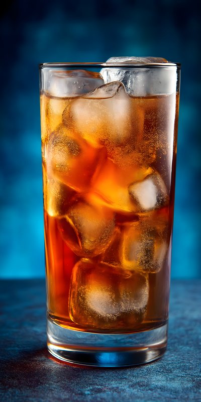 Refreshing drink with ice in a glass on a dark background Free Premium Stock Image - stock photo