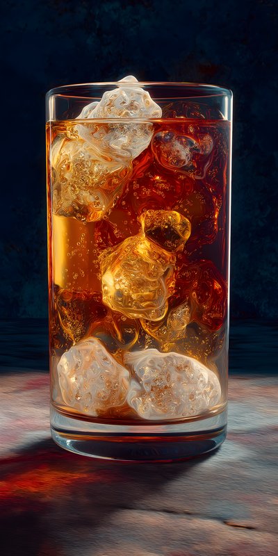 Cold drink in a glass with ice in evening light Free Premium Stock Image - stock photo