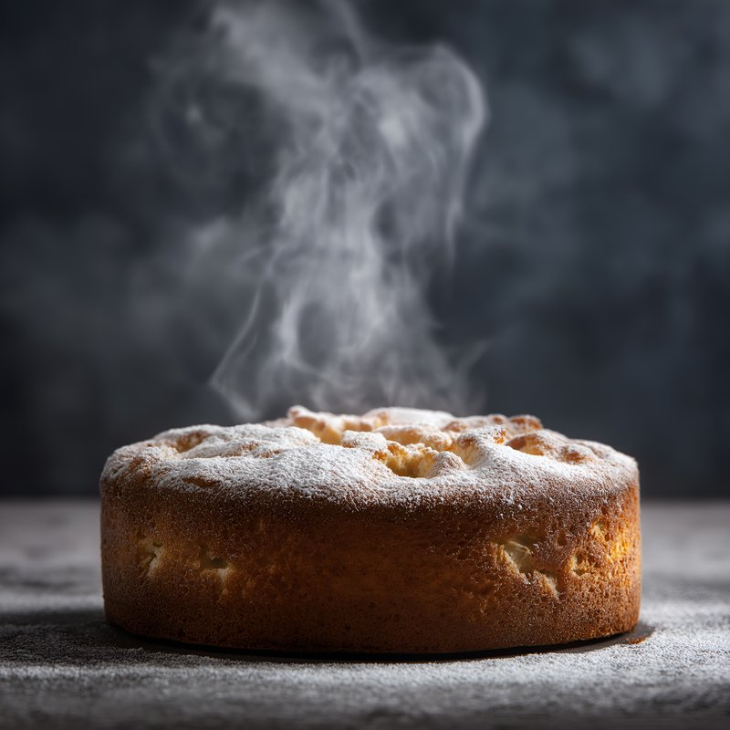 Warm cake with steam rising in a dark setting Free Premium Stock Image - stock photo