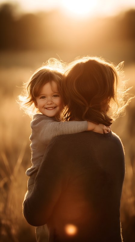 Child smiles while being held in the evening light Free Premium Stock Photo - stock photo