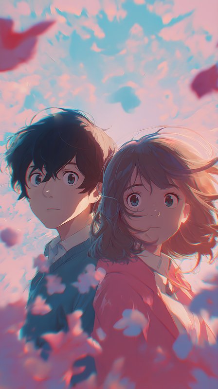 Young people stand together in a colorful backdrop with flowers Free Premium Stock Photo - stock photo