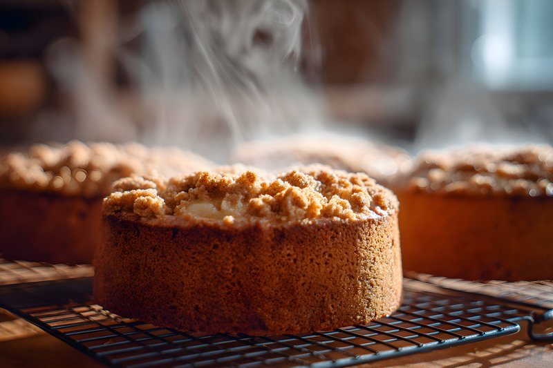 Hot cakes cool on a wire rack in a kitchen Free Premium Stock Photo - stock photo