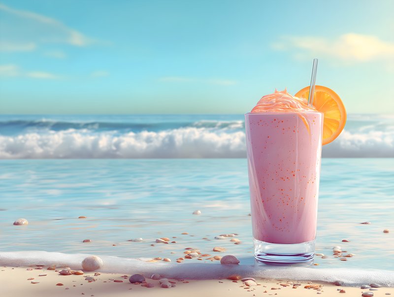Enjoying a cold drink by the ocean at sunset Free Premium Stock Image - stock photo
