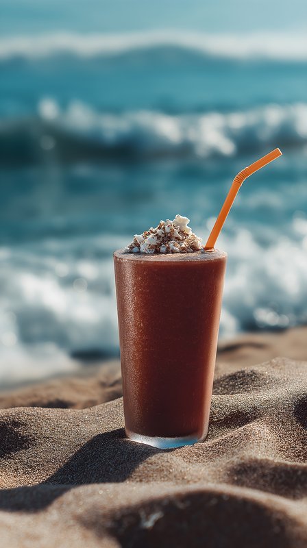 Cold drink on the beach in bright sunlight near the waves Free Premium Stock Photo - stock photo