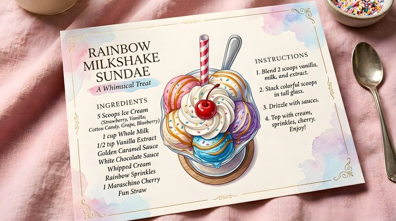 How to make a rainbow milkshake sundae at home Free Premium Stock Image - stock photo