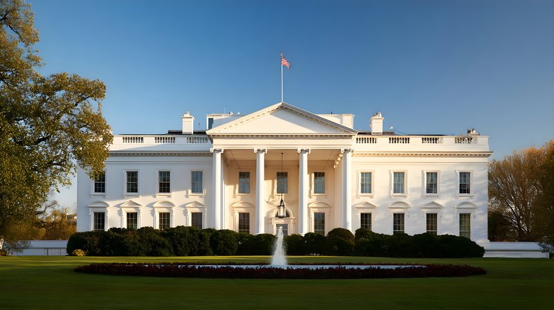 White House stands in clear sky during late afternoon Free Premium Stock Photo - stock photo