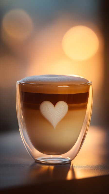 Coffee in clear glass with heart design and soft background Free Premium Stock Photo - stock photo