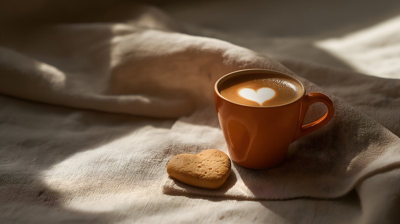 Coffee and cookie on a table with soft light Free Premium Stock Image - stock photo