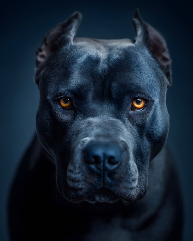Black dog with bright eyes looks directly at the viewer Free Premium Stock Photo - stock photo