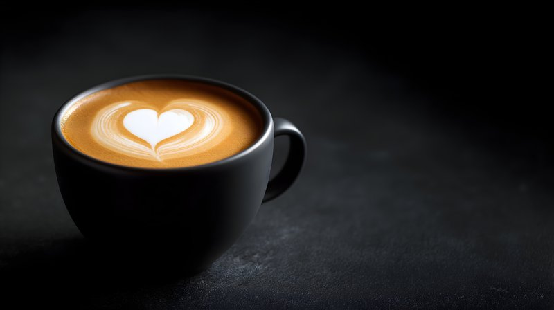 Coffee cup with heart design on surface at cafe table Free Premium Stock Photo - stock photo