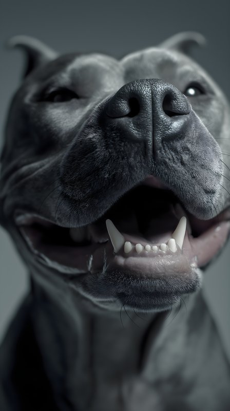 Dog smiling in black and white studio setting Free Premium Stock Photo - stock photo