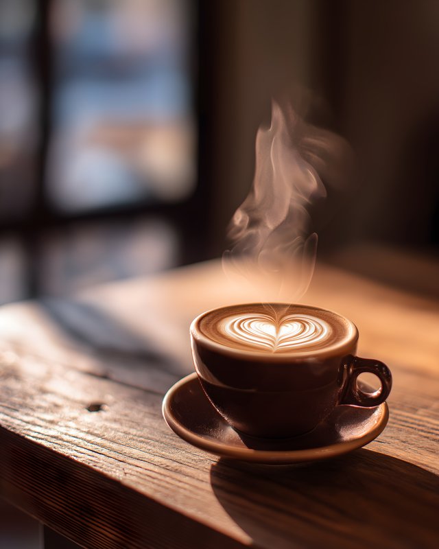 Coffee cup with steam in a cozy setting during morning hours Free Premium Stock Photo - stock photo