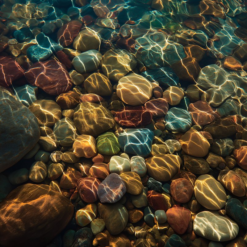 Colorful stones under clear water in a riverbed Free Premium Stock Photo - stock photo
