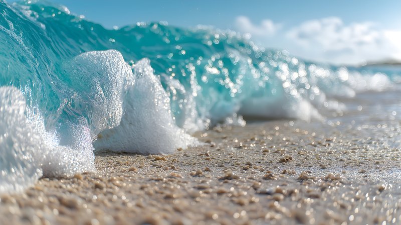 Waves crash on sand during the day at the beach Free Premium Stock Photo - stock photo