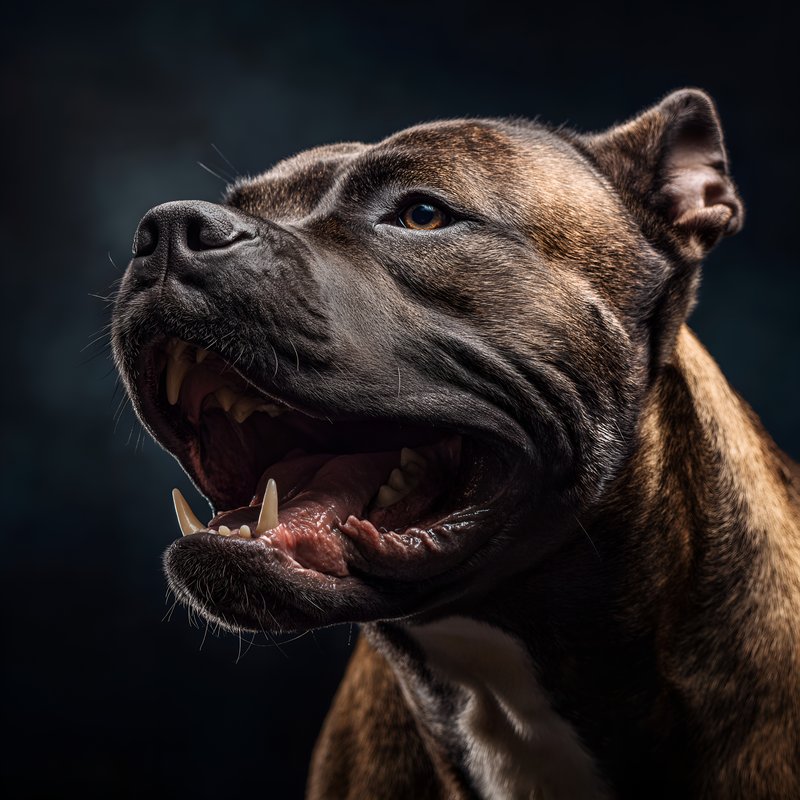 Dog with mouth open showing teeth in dark setting Free Premium Stock Image - stock photo