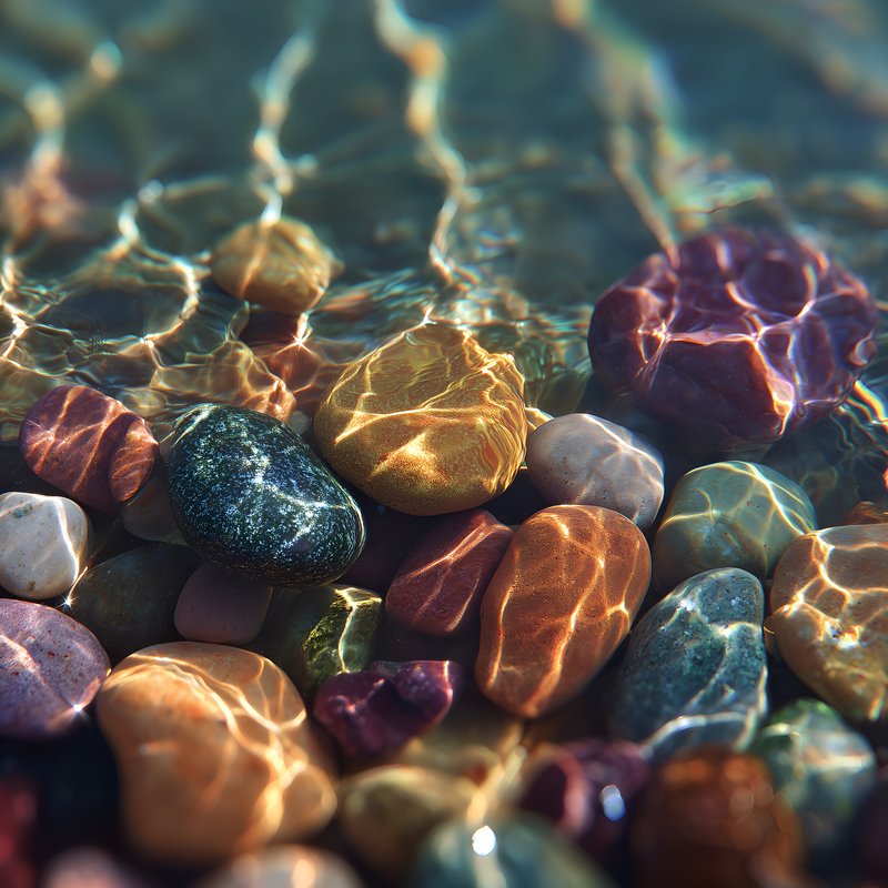 Colorful stones under clear water in a natural setting Free Premium Stock Image - stock photo